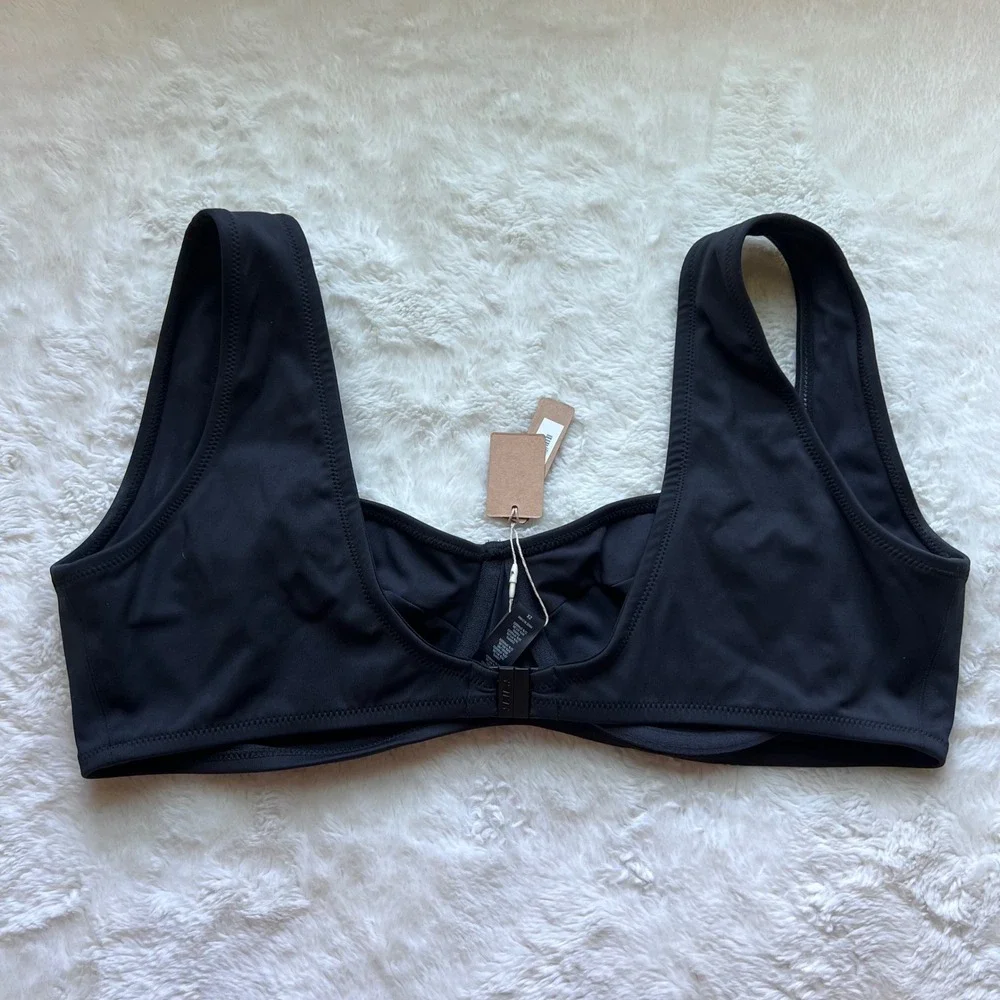 SKIMS Womens Swim Underwire Bikini Top Onyx Black Size 2X SW-UWR-0117 NWT Womens